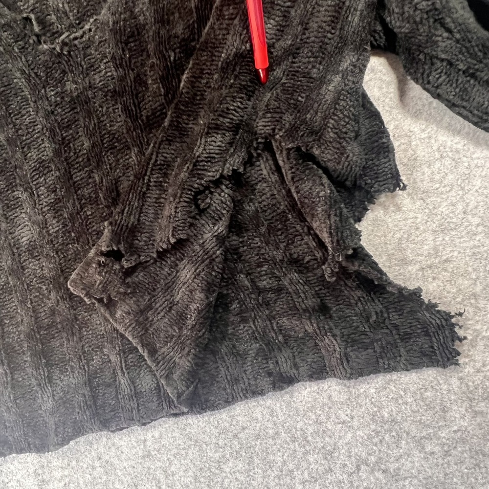 White Stag Ribbed Chenille Knit Sweater XL‎ Black Distressed Acrylic - Picture 4 of 12